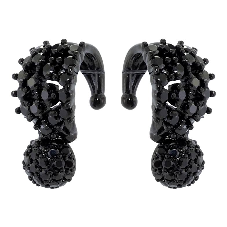 Сережки Xuping Позолота Black (чорне золото) кафи Інкрустація чорним цирконієм фото №1