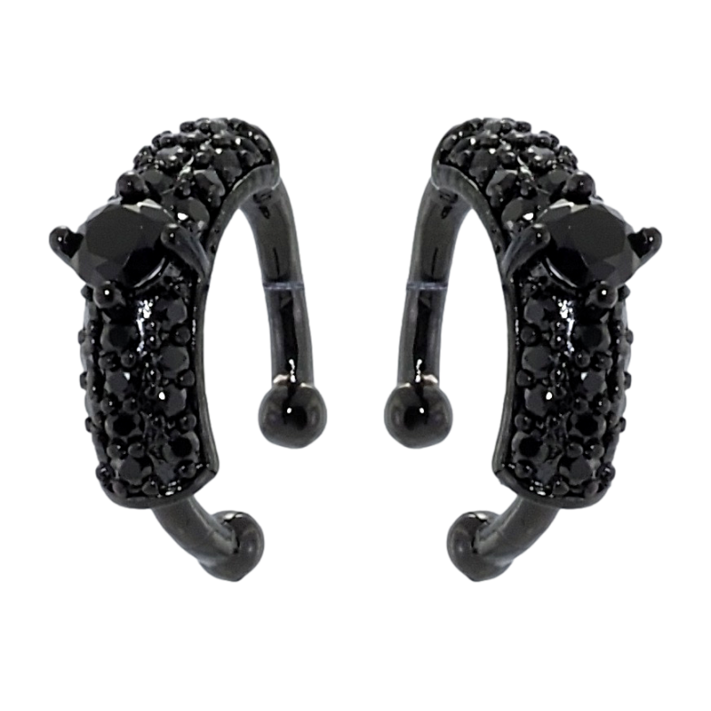 Серьги Xuping Позолота Black (черное золото) каффы Инкрустация черным цирконием фото №1