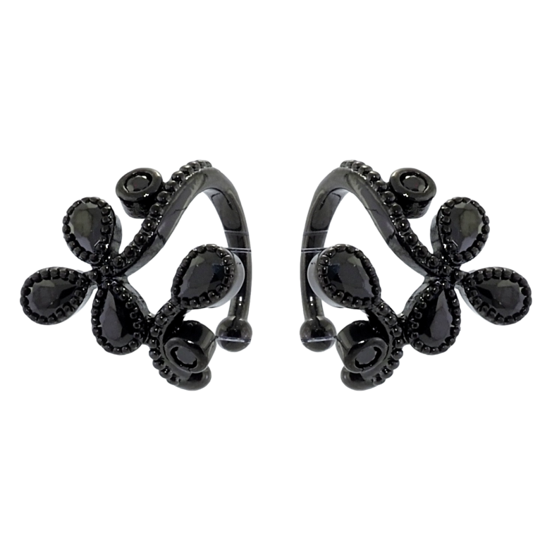 Серьги Xuping Позолота Black (черное золото) каффы Инкрустация черным цирконием фото №1