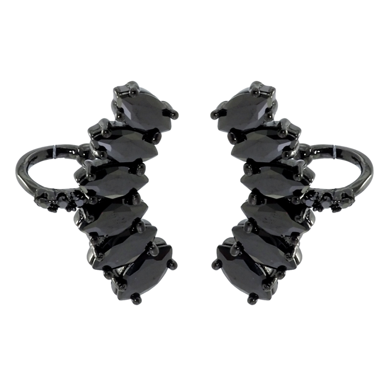 Серьги Xuping Позолота Black (черное золото) каффы Дуги черным цирконием фото №1