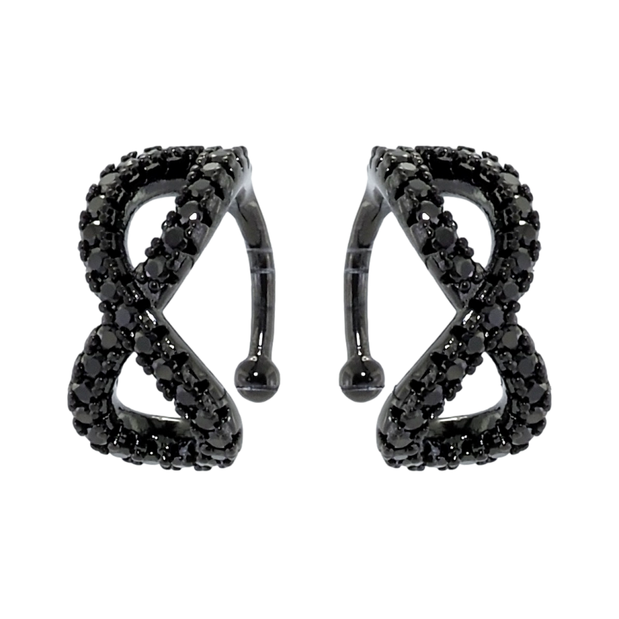 Сережки Xuping Позолота Black (чорне золото) кафи Нескінченність чорним цирконієм фото №1