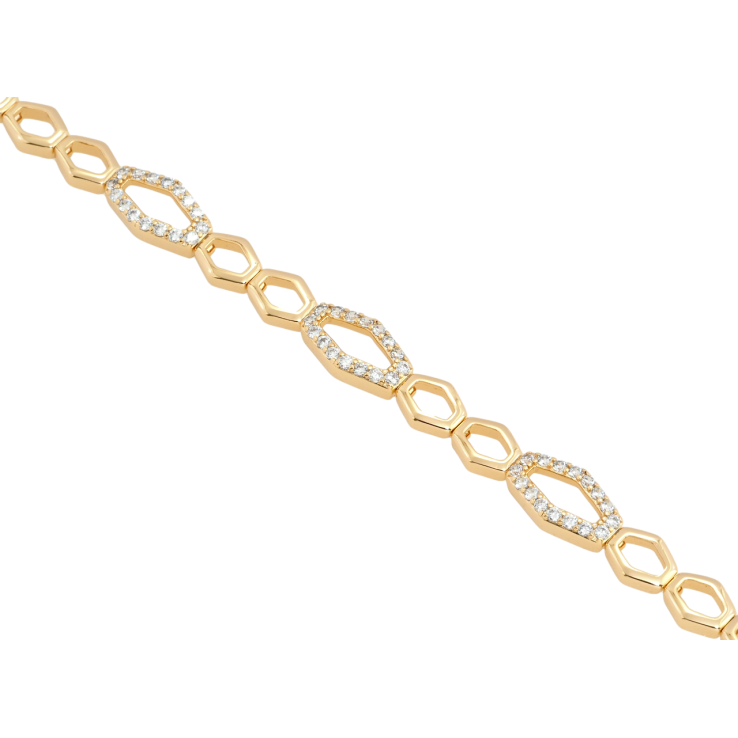 Браслет Xuping Позолота 18K Звенья с цирконием размер с доп.замком 16.5,18см х 6-7мм фото №16