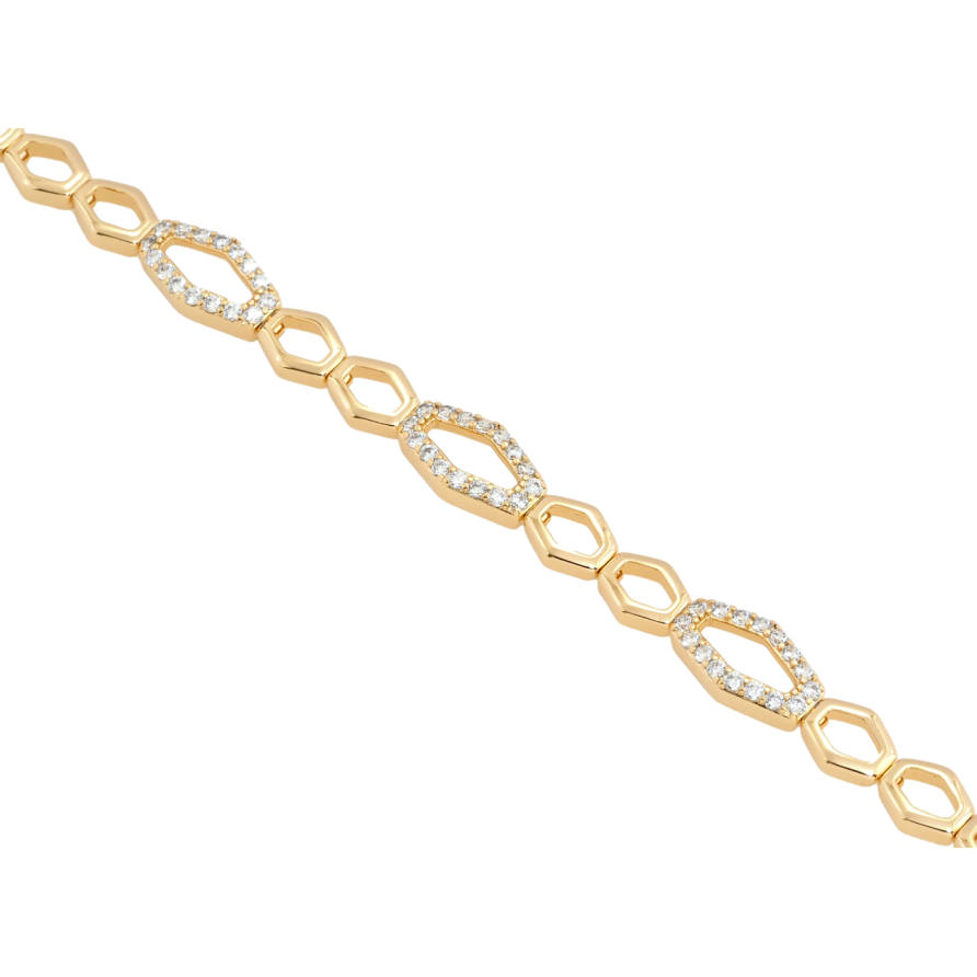 Браслет Xuping Позолота 18K Звенья с цирконием размер с доп.замком 16.5,18см х 6-7мм фото №1