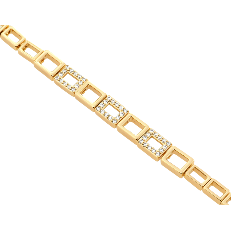 Браслет Xuping Позолота 18K Прямоугольные звенья с цирконием размер с доп.замком 17,18.5см х 5-6мм фото №23