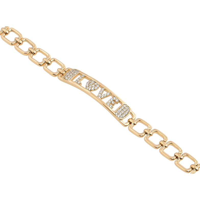 Браслет Xuping Позолота 18K Декоративная вставка Love с цирконием размер с доп.замком 17,19см х 6мм фото №1