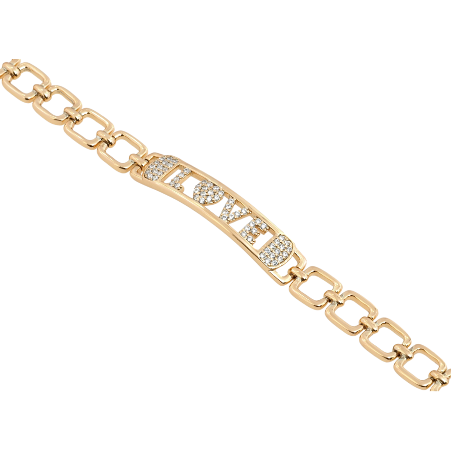 Браслет Xuping Позолота 18K Декоративная вставка Love с цирконием размер с доп.замком 17,19см х 6мм фото №1