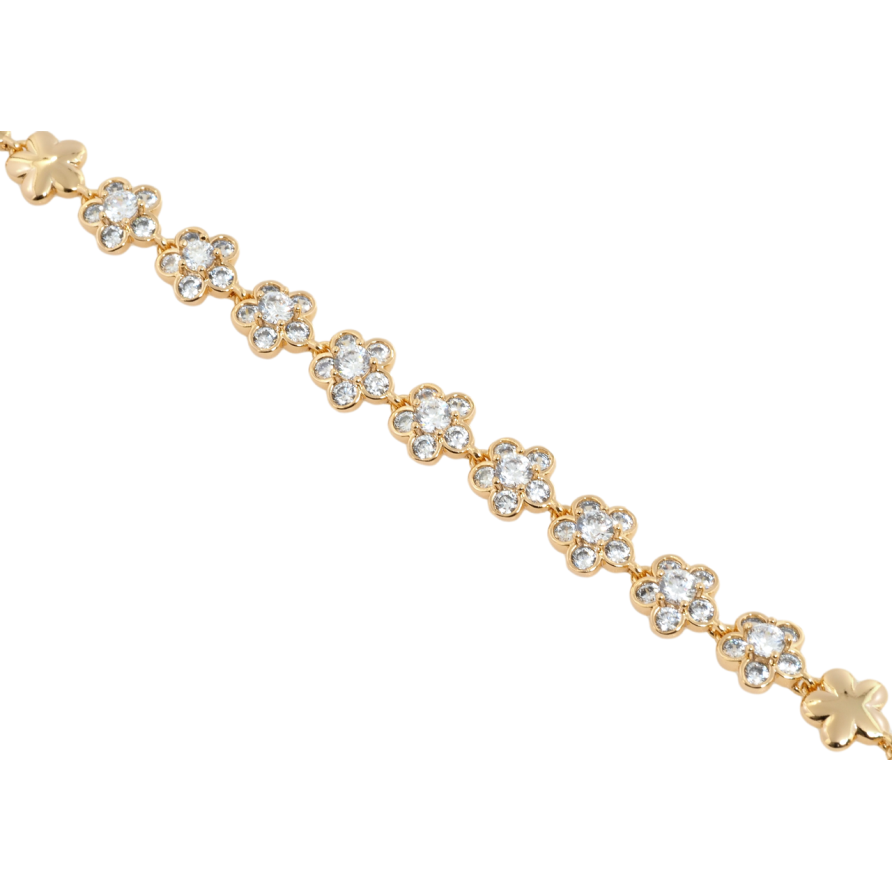 Браслет Xuping Позолота 18K Цветочки с цирконием размер с доп.замком 17,19см х 8мм фото №1