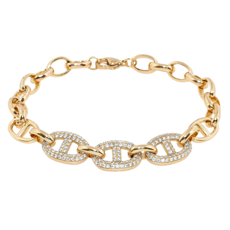 Браслет Xuping Позолота 18K Звенья цепочки с цирконием размер 20см х 7-11мм фото №17