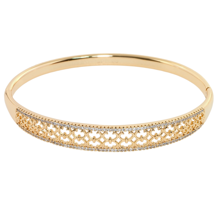 Браслет Xuping Позолота 18K Резной орнамент с дорожками циркония ø 6см фото №21