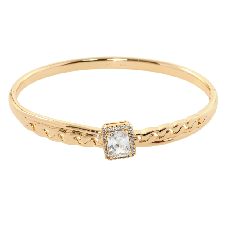 Браслет Xuping Позолота 18K Узор цепочка с вставкой фианит ø 6см фото №20