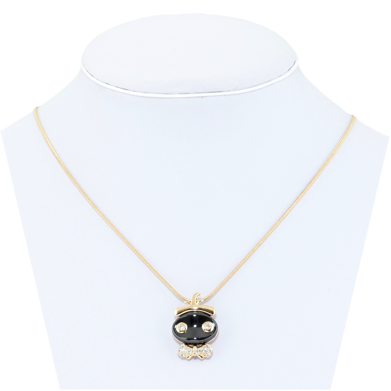 Подвеска на цепочке Xuping Позолота 18K Чиполлино черная керамика длина 42-48см х 1мм фото №1