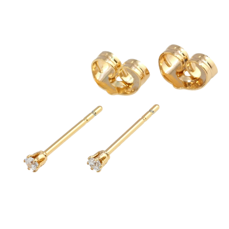 Серьги Xuping Позолота 18K пусеты Фианит в 6-ти крапановой оправе  ø 2мм фото №1