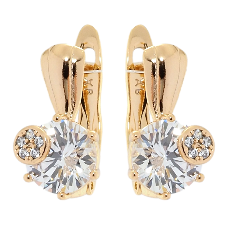 Сережки Xuping Позолота 18K англійський замок Фіаніти фото №4 Сережки Xuping Позолота 18K англійський замок Фіаніти фото №4