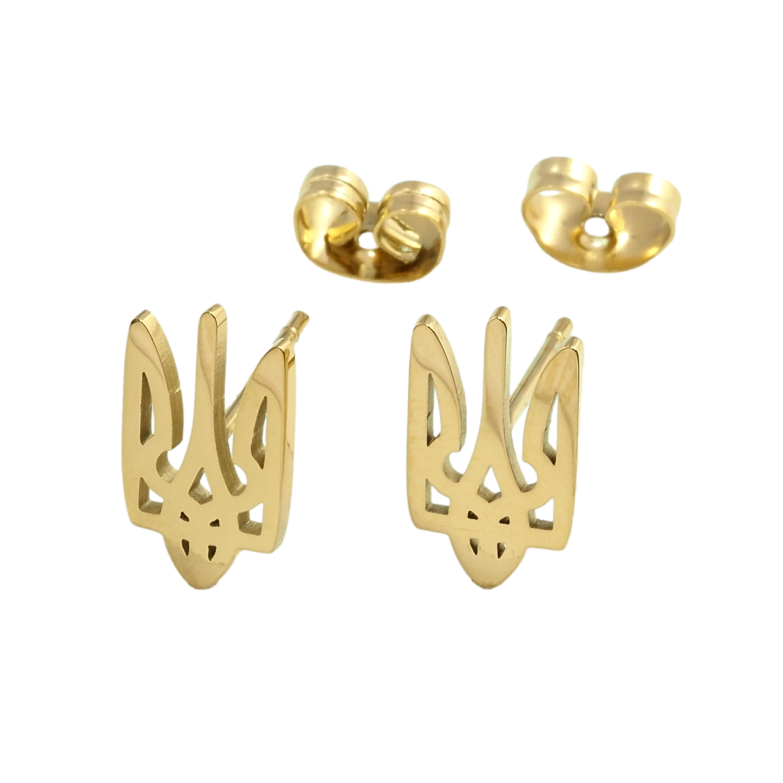 Серьги Xuping TTM Stainless Steel цвет 14К пусеты Герб Украины фото №1
