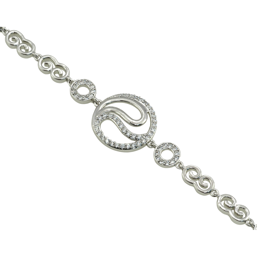 Браслет Xuping Родий Колечки с цирконием размер с доп. замком 17,19см х 5-17мм фото №1