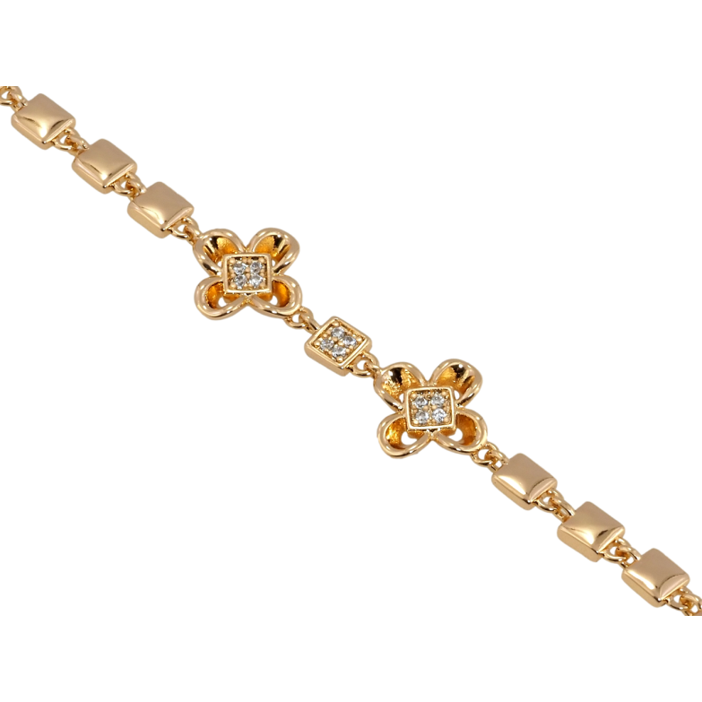 Браслет Xuping Позолота 18K Дві квіточки довжина з дод. замком 16.5,18.5см х 3мм фото №1