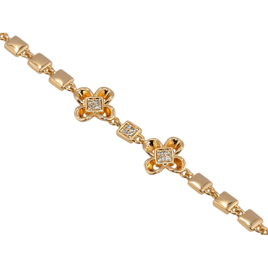 Браслет Xuping Позолота 18K Два цветочка размер с доп.замком 16.5,18.5см х 3мм фото №1