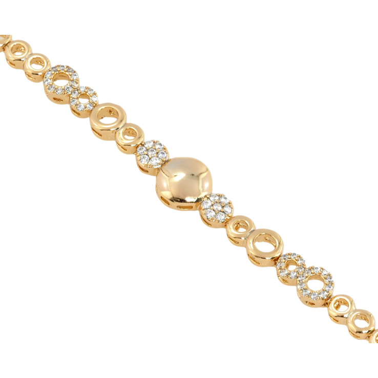 Браслет Xuping Позолота 18K Колечки с цирконием размер с доп.замком 17,19см х 4-8мм фото №3