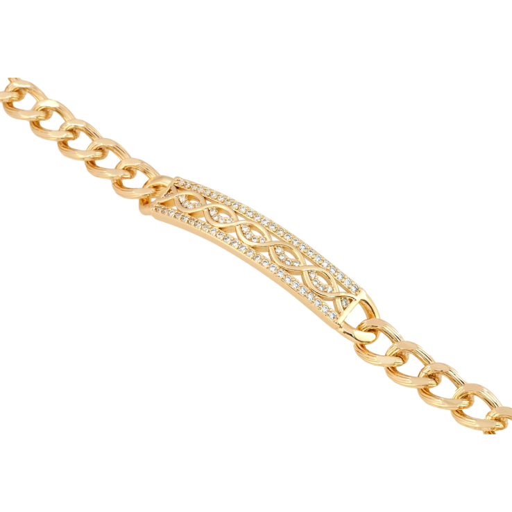 Браслет Xuping Позолота 18K Панцирное плетение с декоративной вставкой длина 20см х 7мм фото №2