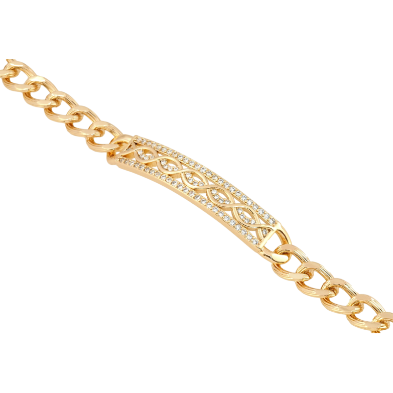 Браслет Xuping Позолота 18K Панцирне плетіння з декоративною вставкою довжина 20см х 7мм фото №1