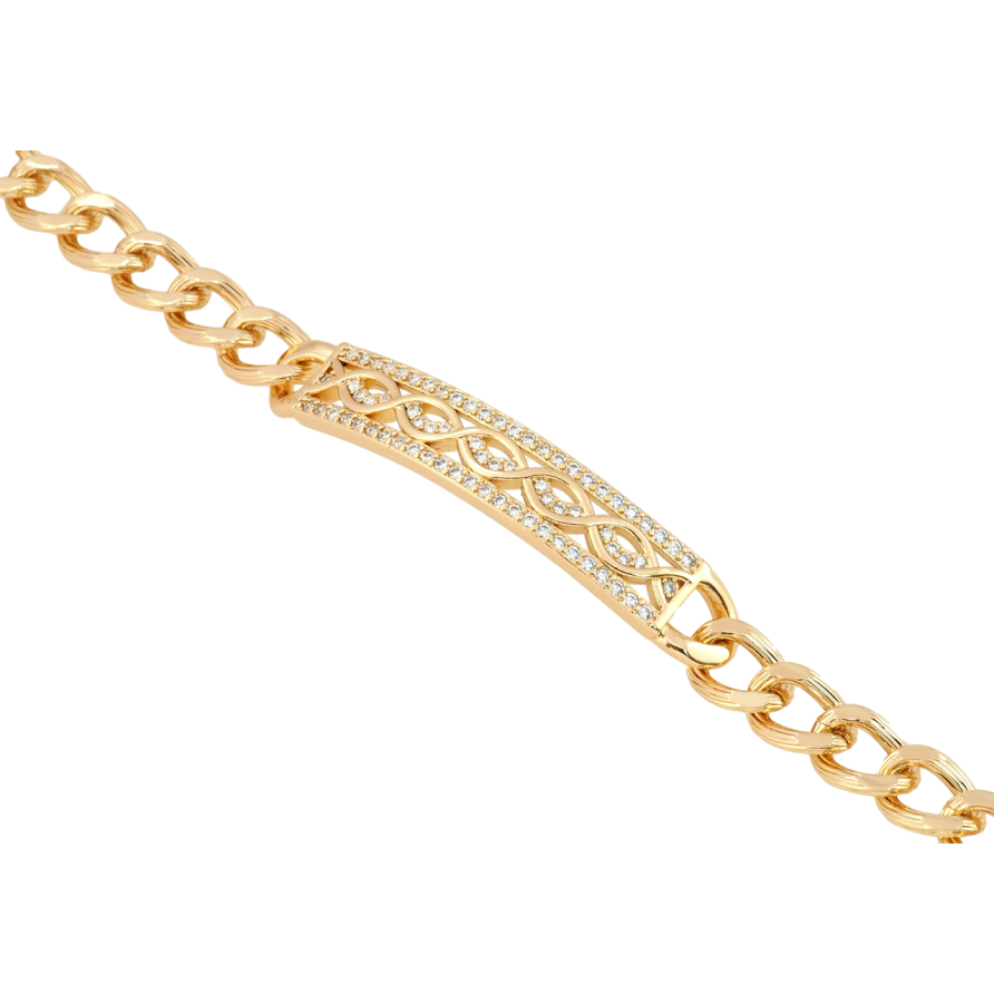 Браслет Xuping Позолота 18K Панцирное плетение с декоративной вставкой длина 20см х 7мм фото №1