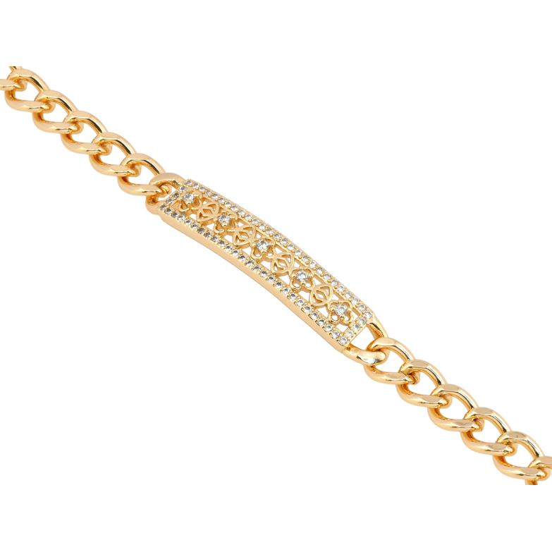 Браслет Xuping Позолота 18K Панцирное плетение с декоративной вставкой длина 19см х 6мм фото №2