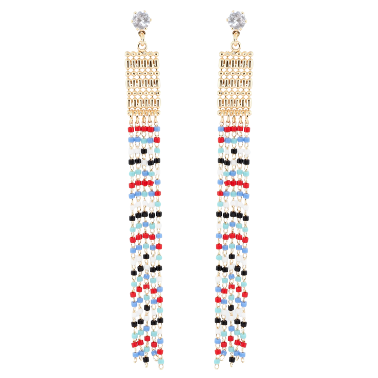 Сережки Xuping M&L Колір 18K пусети Підвіски з різнокольоровим бісером фото №6