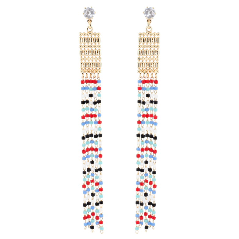 Сережки Xuping M&L Колір 18K пусети Підвіски з різнокольоровим бісером фото №1