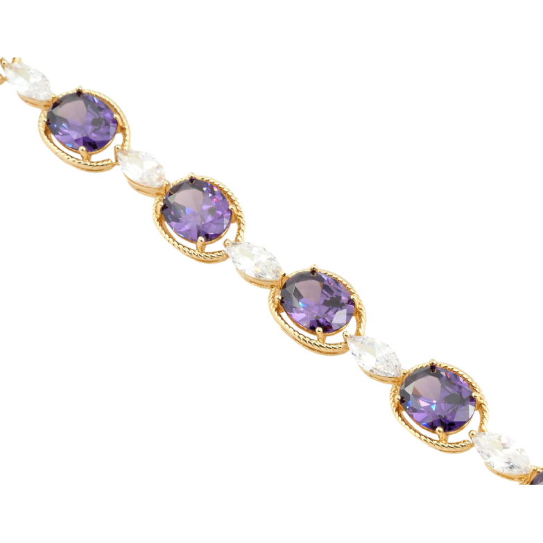 Браслет Xuping M&L Колір 18К Доріжка бузково-білих фіанітів довжина з доп.ланцюжком 18-20см х 5-11мм фото №1 Браслет Xuping M&L Колір 18К Доріжка бузково-білих фіанітів довжина з доп.ланцюжком 18-20см х 5-11мм фото №1