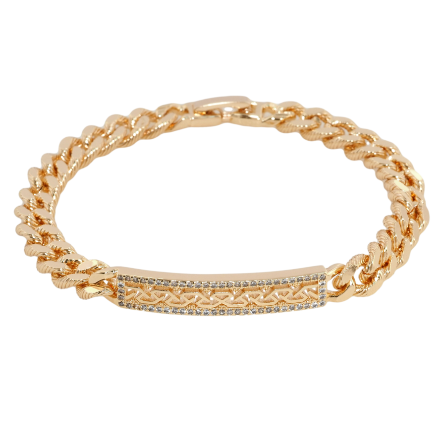 Браслет Xuping M&L Колір 18К Панцирне плетіння з декоративною вставкою довжина 19см х 7мм фото №1