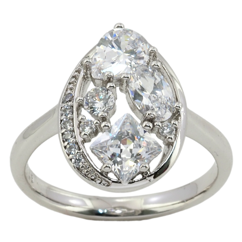 Каблучка Xuping Родій Крапелька з розсипом фіанітів фото №5