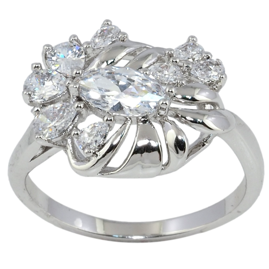 Кольцо Xuping Родий Декоративный орнамент с фианитами фото №1