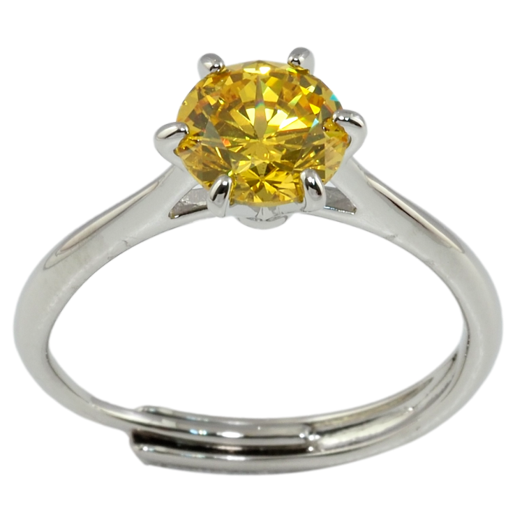 Кольцо Xuping Родий Желтый фианит, ø 7мм фото №16