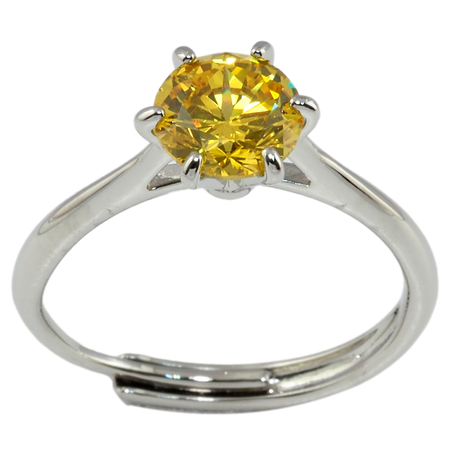 Кольцо Xuping Родий Желтый фианит, ø 7мм фото №1