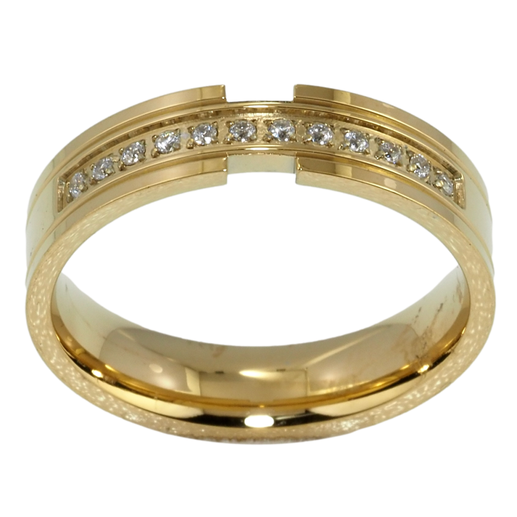 Каблучка Xuping TTM Stainless Steel Колір 14К Доріжка цирконію, ш. 5мм фото №5