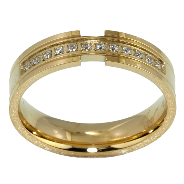 Каблучка Xuping TTM Stainless Steel Колір 14К Доріжка цирконію, ш. 5мм фото №1