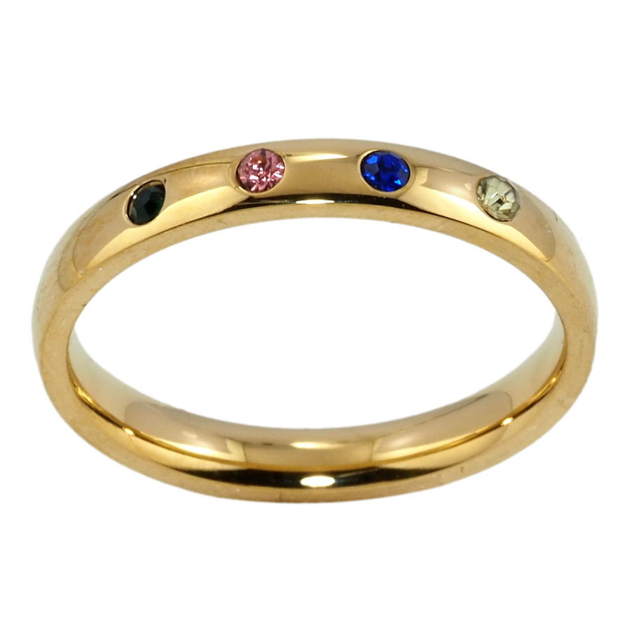 Кольцо Xuping TTM Stainless Steel Цвет 14К Обручальное с цветными кристаллами, ш.3мм фото №1