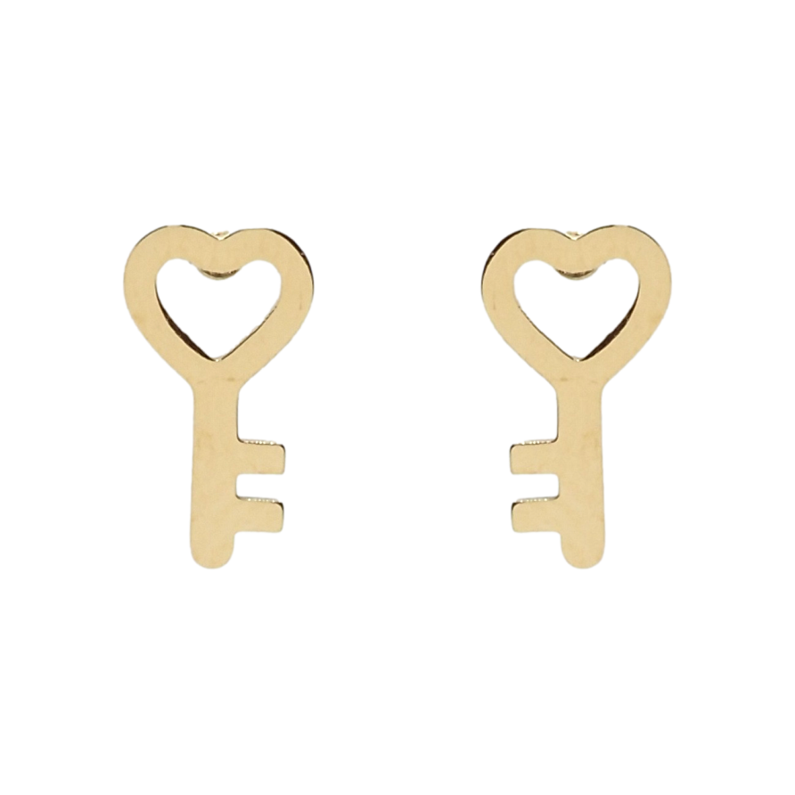 Серьги Xuping TTM Stainless Steel цвет 14K пусеты Сердечки-ключики фото №1