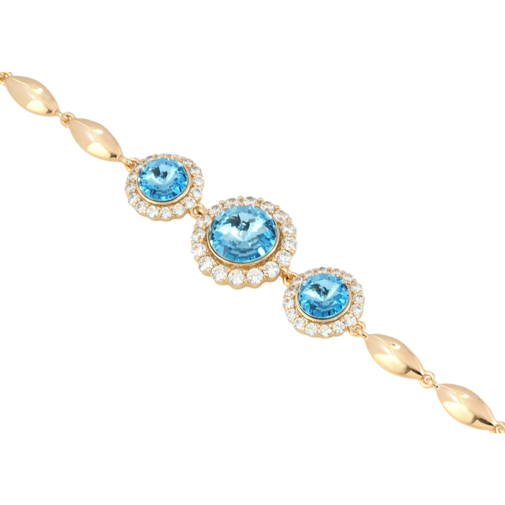 Браслет Xuping цвет 18K с кр-ми Swarovski Кристаллы Aquamarine с доп.замком 17,19см х 4мм фото №12