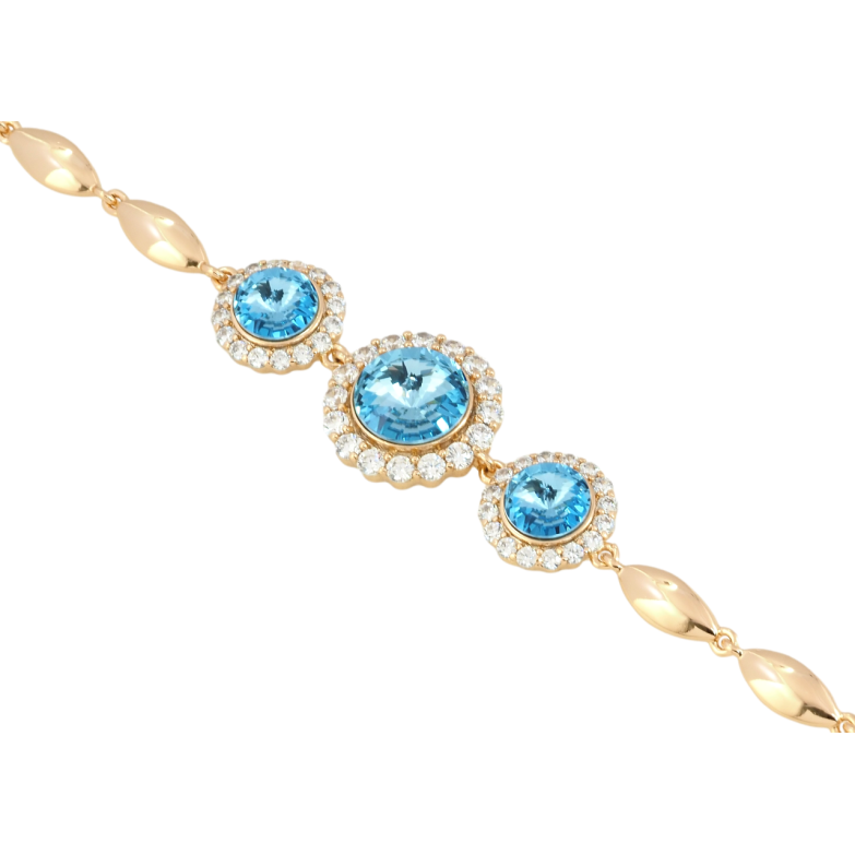 Браслет Xuping колір 18K з кр-ми Swarovski Кристали Aquamarine з доп.замком 17,19м х 4м фото №1