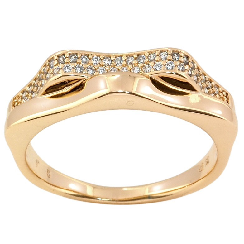 Кольцо Xuping Позолота 18K Волны инкрустация цирконием фото №1