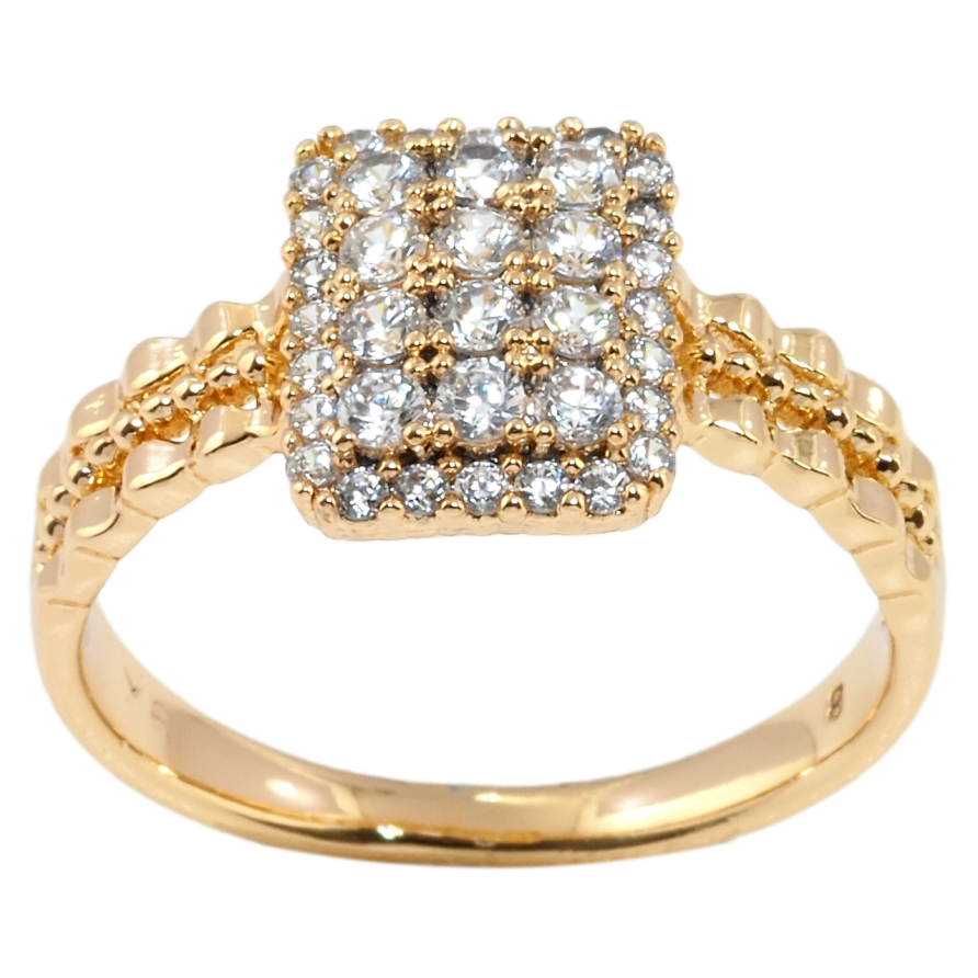 Каблучка Xuping Позолота 18K Квадрат інкрустація цирконієм фото №1