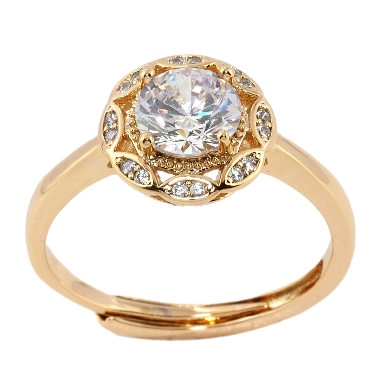 Кольцо Xuping Позолота 18K Фианит в декоративном обрамлении циркония фото №13