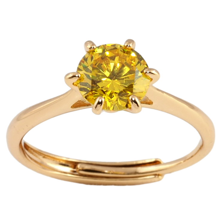 Кольцо Xuping Позолота 18K Желтый фианит, ø 7мм фото №5