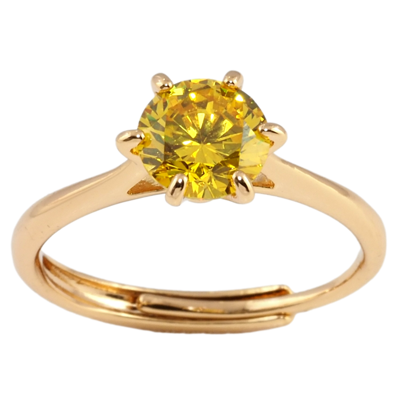 Каблучка Xuping Позолота 18K Жовтий фіаніт, ø 7мм фото №1