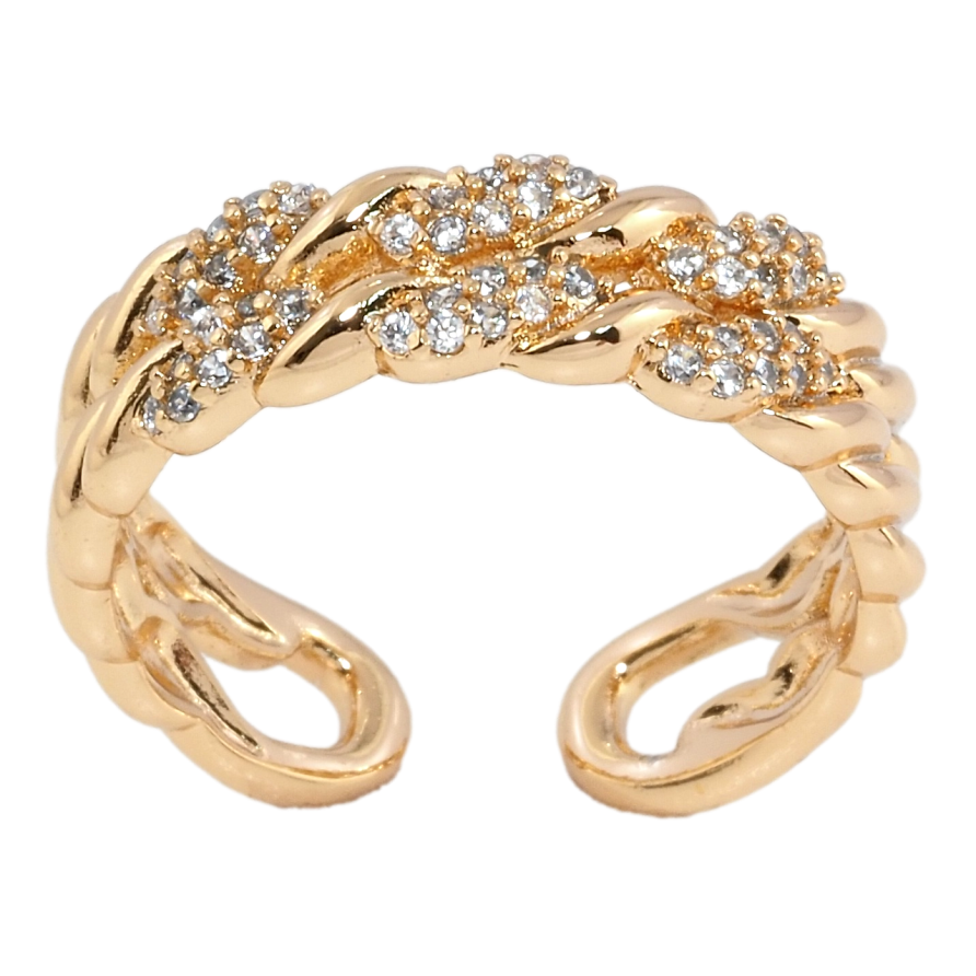 Каблучка Xuping Позолота 18K Візерунок мотузка з цирконієм фото №1