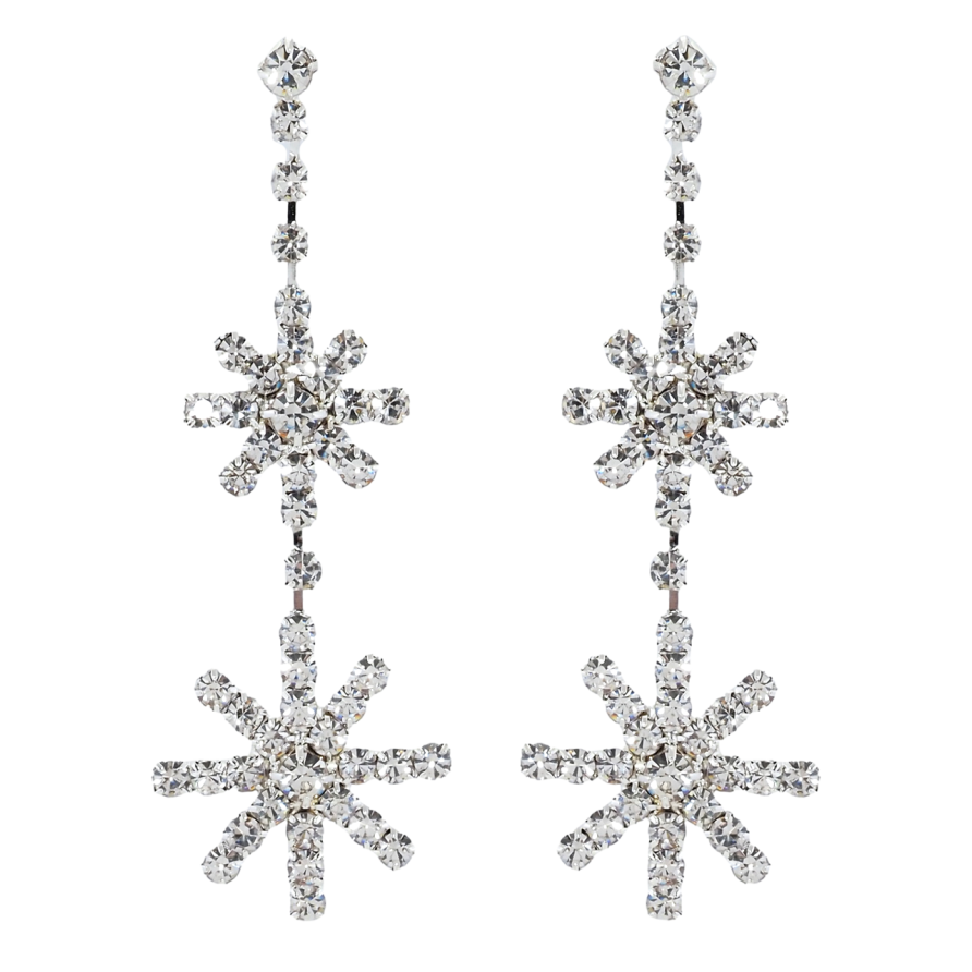 Сережки пусети Підвіски зі стразами сніжинки фото №1 Сережки пусети Підвіски зі стразами сніжинки фото №1