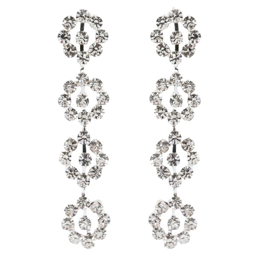 Сережки пусети Декоративні підвіски зі стразами квіточки фото №1