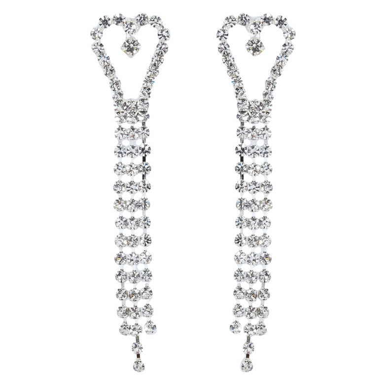 Сережки пусети Декоративні підвіски сердечки зі стразами фото №1