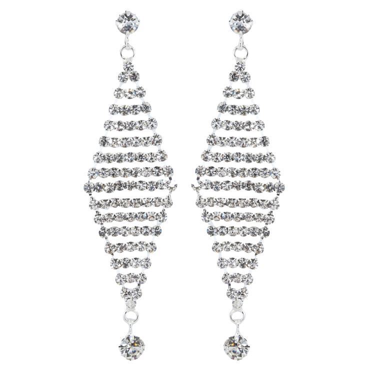 Сережки пусети Декоративні ромбові підвіски зі стразами фото №2 Сережки пусети Декоративні ромбові підвіски зі стразами фото №2